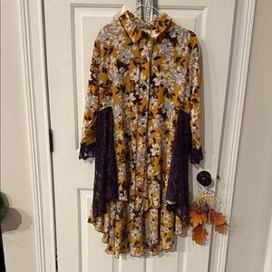 Floral Lace Dress in Yellow and Purple